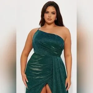 Fashion Nova | Dresses | Daphne Lurex Gown Emerald | Poshmark